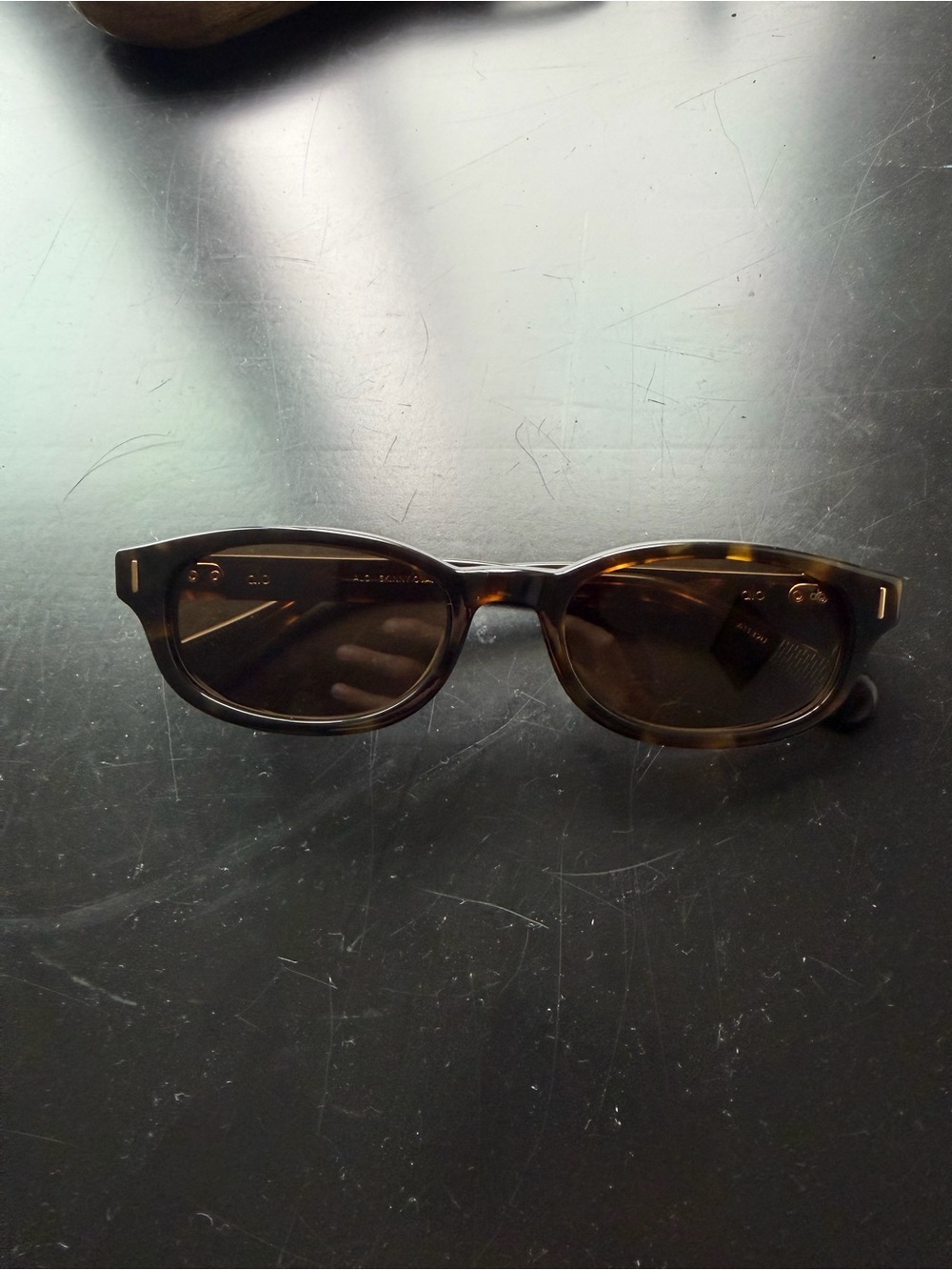 Alo skinny oval Tortoiseshell Rectangular Sunglasses - Brown Lenses